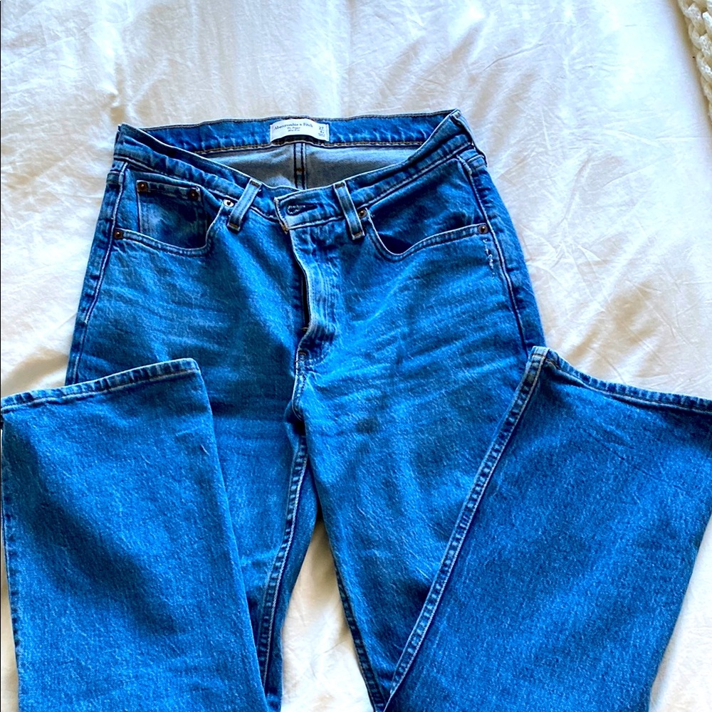Abercrombie & Fitch The Baggy Midrise Blue Denim Jeans 27 short